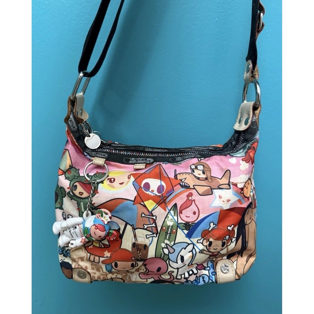 Tokidoki x LeSportsac Spiaggia Small Cleo Crossbody Bag Purse Rare Figure Charm
